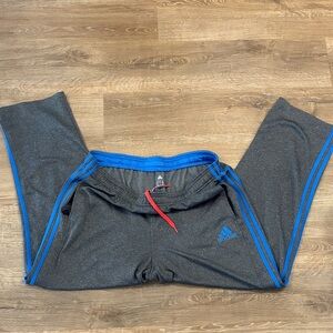 EUC - Adidas Men's Gray Joggers with Blue Accents
